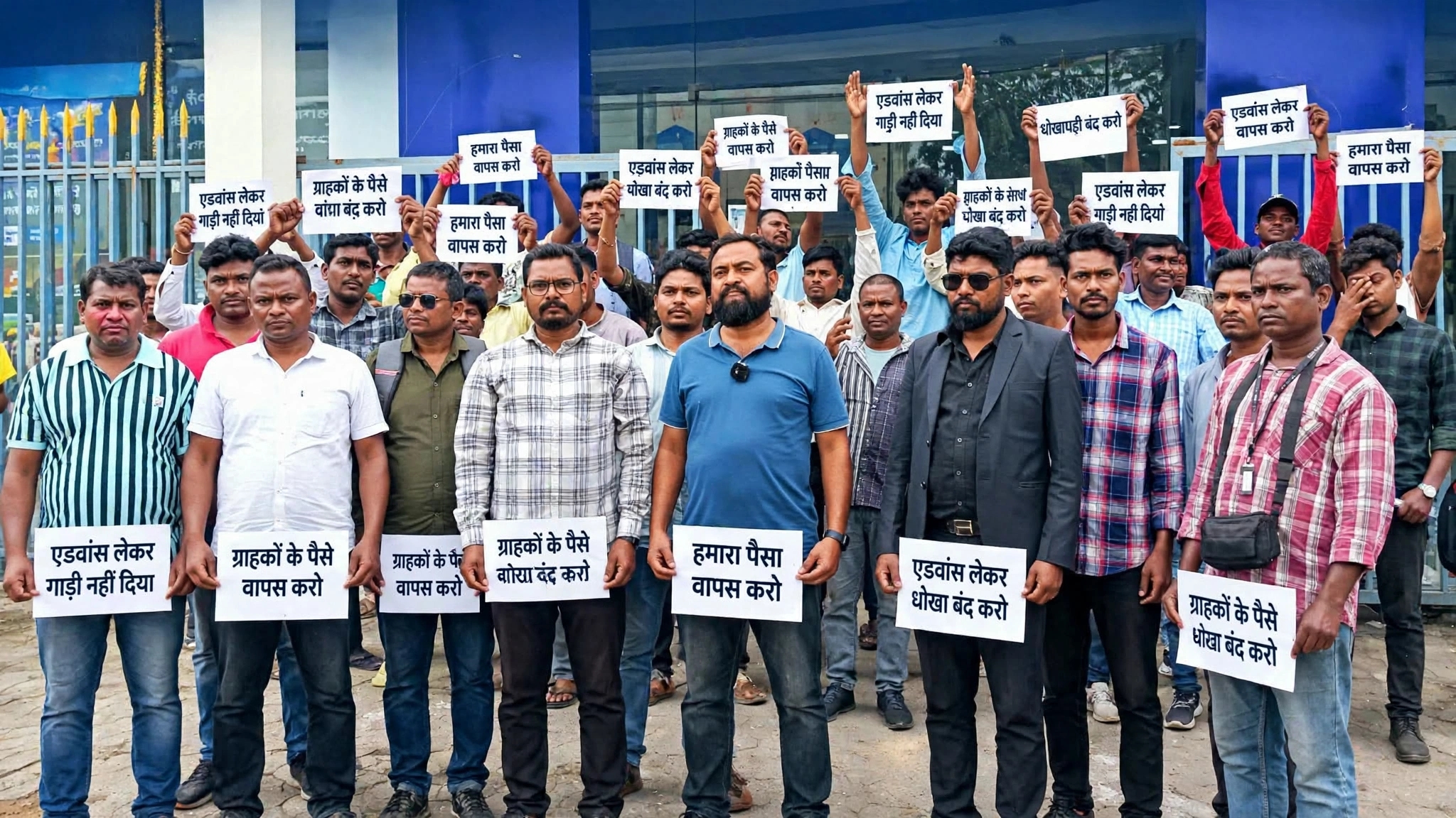 चाईबासा में शंकराचार्य मोटर्स के खिलाफ ग्रामीणों का प्रदर्शन, एडवांस लेकर गाड़ी नहीं देने का आरोप 33468